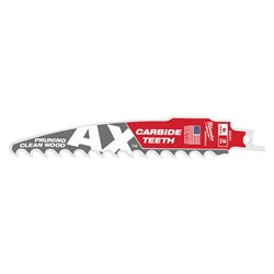 48-00-5231 Milwaukee 6&quot; 3 Tpi The Ax With Carbide Teeth For Pruning &amp; Clean Wood Sawzall Blade 1Pk ,48005231