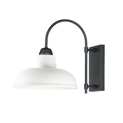10118WTBK Industrial 1-Light Outdoor Wall Sconce White/Black ,10118WTBK
