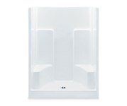 1603SG-WH Aquatic White AcrylX Alcove Two Seats Center Drain Everyday Shower ,