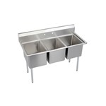 14-3C16X20-0X Deluxe 3-Compartment Sink, No Drainboards ,
