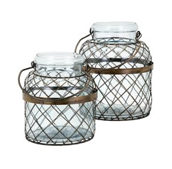 14597-2 Imax Riley Wire Cage Jars-Set Of 2 ,14597-2