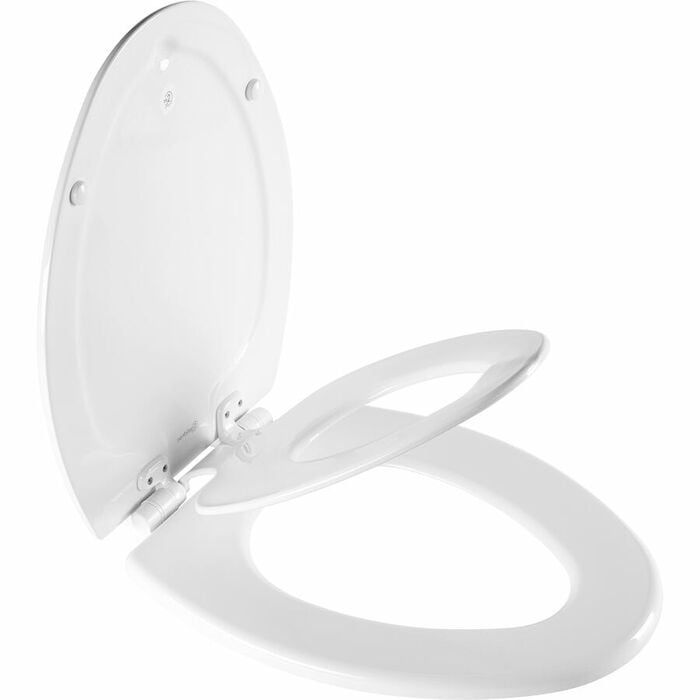 White Woode/Plastic Elongated Closed Front With Cover Toilet Seat Elongated, Seat, Wood