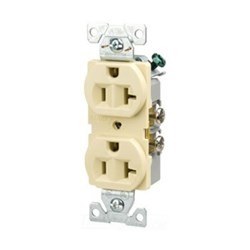 Eaton Wiring BR20A Receptacle Duplex 20A 125V 2P3W Straight Blade Plug Back Side Wire Almond 032664560132 ,032664560132