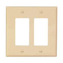Eaton Wiring PJ262V Wall Plate 2G Decorator Poly Mid Ivory 032664751110 ,