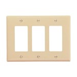 Eaton Wiring PJ263V Wall Plate 3G Decorator Poly Mid Ivory 032664751134 ,