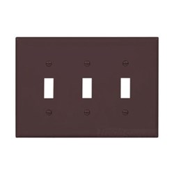 Eaton Wiring PJ3B Wall Plate 3G Toggle Poly Mid Brown 032664580246 ,