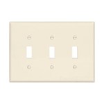 Eaton Wiring PJ3LA Wall Plate 3G Toggle Poly Mid Light Almond 032664751141 ,