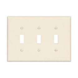 Eaton Wiring PJ3LA Wall Plate 3G Toggle Poly Mid Light Almond 032664751141 ,