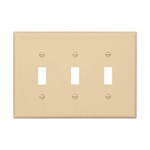 Eaton Wiring PJ3V Wall Plate 3G Toggle Poly Mid Ivory 032664751493 ,