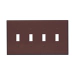 Eaton Wiring PJ4B Wall Plate 4G Toggle Poly Mid Brown 032664580314 ,