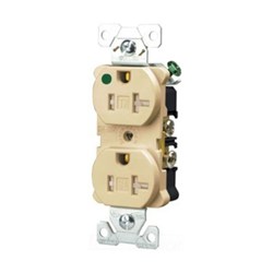 Eaton Wiring TR8300W Receptacle Hospital Grade Tamper Resistant Duplex 20A 125V 2P3W Straight Blade Plug Back And Side White 032664554643 ,TR8300W,032664554643