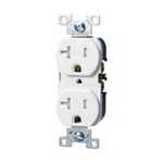 Eaton Wiring TRBR20W-BXSP Receptacle Tamper Resistant Duplex 20A 125V 2P3W Straight Blade Plug Back And Side White 032664668753 ,032664668753