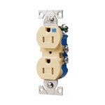 Eaton Wiring TWR270V Receptacle Tamper Resistant Water Resistant Duplex 15A 125V 2P3W Straight Blade Plug Ivory 032664673672 ,032664673672