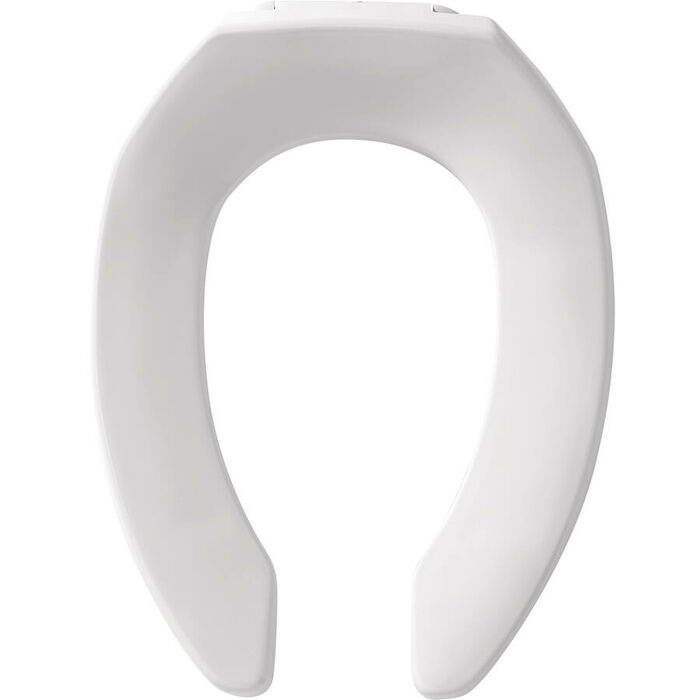 1955CT Bemis Sta-Tite White Plastic Elongated Open Front without Cover Toilet Seat 