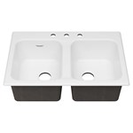 77DB33223.308 AS Brilliant White Quince 33X22 Top Mt Db Kitchen Sink 3H 