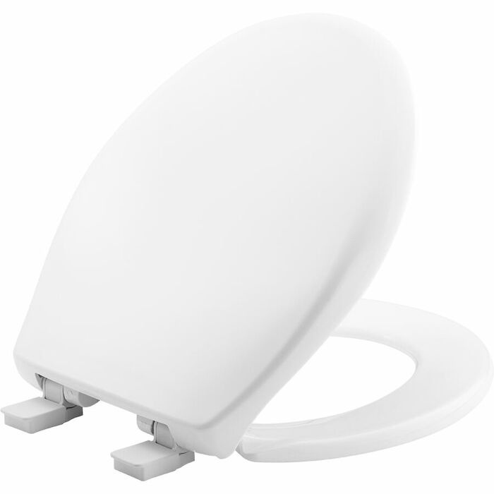 White Plastic Round Closed Front with Cover Toilet Seat Round, Seat, Plastic