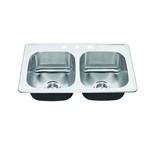 Colony&#174; 33 x 22-Inch Stainless Steel 3-Hole Topmount Double-Bowl Kitchen Sink ,