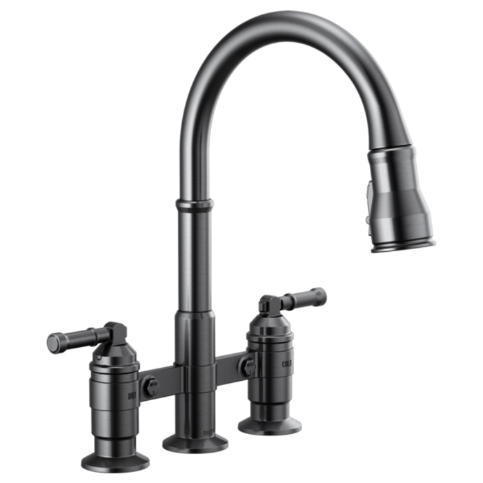 2390L-Ar-Dst Broderick Two Handle Pull-Down Bridge Kitchen Faucet 