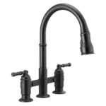 Delta Broderick™: Two Handle Pull-Down Bridge Kitchen Faucet ,2390L-BLDST,,