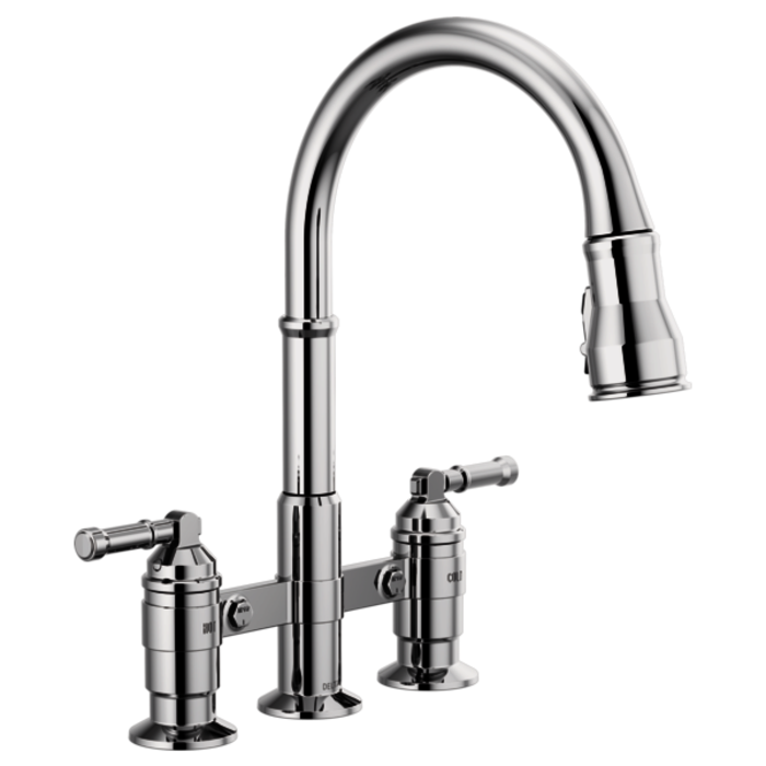 2390L-Dst Broderick Two Handle Pull-Down Bridge Kitchen Faucet 