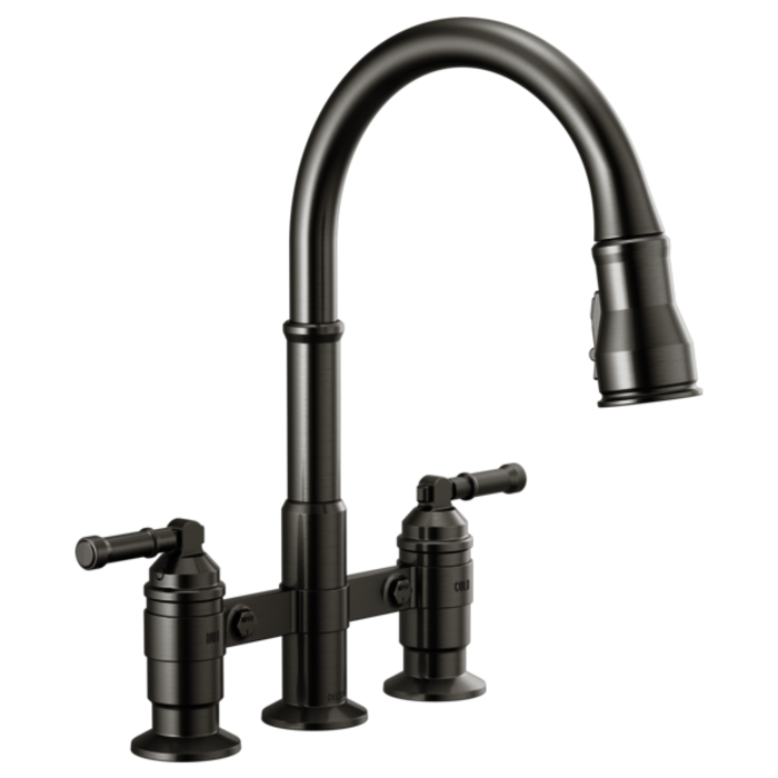 2390L-Ks-Dst Broderick Two Handle Pull-Down Bridge Kitchen Faucet 