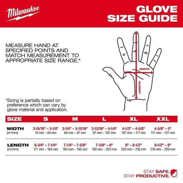 Milwaukee 48-22-8742 Fingerless Work Gloves -Large