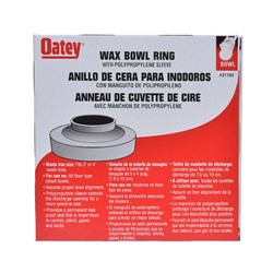 Oatey&#174; Wax Bowl Ring With Polycarbonate Sleeve ,31194,DWAX,HNS1,NS1,19600535,26601831,48003719,19512375,CPL,CNS,CNS1,48003719,001495,10078864,001495,S10626899ER,HBW,CDBW,WR