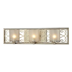 31428/3 Santa Monica 3-Light Vanity Sconce in Aged Silver with Off-White Glass ,