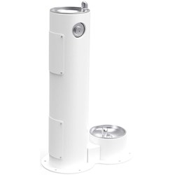 Halsey Taylor Endura II Tubular Outdoor Fountain Pedestal w/ Pet Station Non-Filtered Non-Refrigerated FR White ,