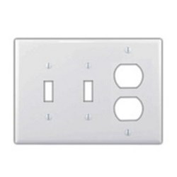 Wallplate 3G 2Toggle/Deco Poly Mid WH ,