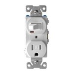 Eaton Wiring TR274W Tamper Resistant Switch Duplex Combination Sp/Guard Receptacle 15A 125V White 032664750267 ,TR274W
