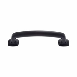 45414 Newport Collection Matte Black Finish 96 mm c/c Traditional Pull with Square Feet Composition Zamac ,