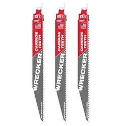 48-00-5342 Milwaukee 9&quot; 6 Tpi The Wrecker With Carbide Teeth Sawzall Blade 3Pk ,48005342