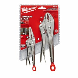 48-22-3602 MILWAUKEE 2PC - 6 IN LONG NOSE &amp; 10 IN CURVED JAW LOCKING PLIERS SET ,48-22-3602