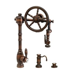 5100-3-SB Waterstone Traditional Wheel Pulldown Faucet-3 Piece Suite ,
