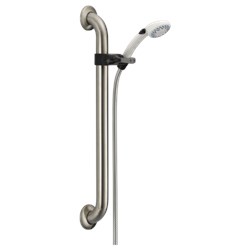 Delta Universal Showering Components: Adjustable Slide Bar / Grab Bar 2-Setting Hand Shower ,