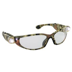 5421 Led Inspectors Safety Glasses - Green Camo Frame With Led Lights - Clear Lens - Polybag ,5421
