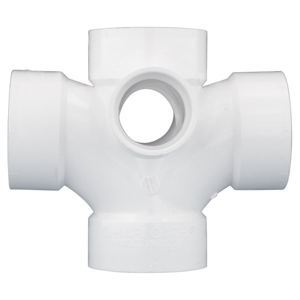 Charlotte Pipe + Foundry Co 3 X 2 PVCDWV Sch 40 Sanitary Cross With