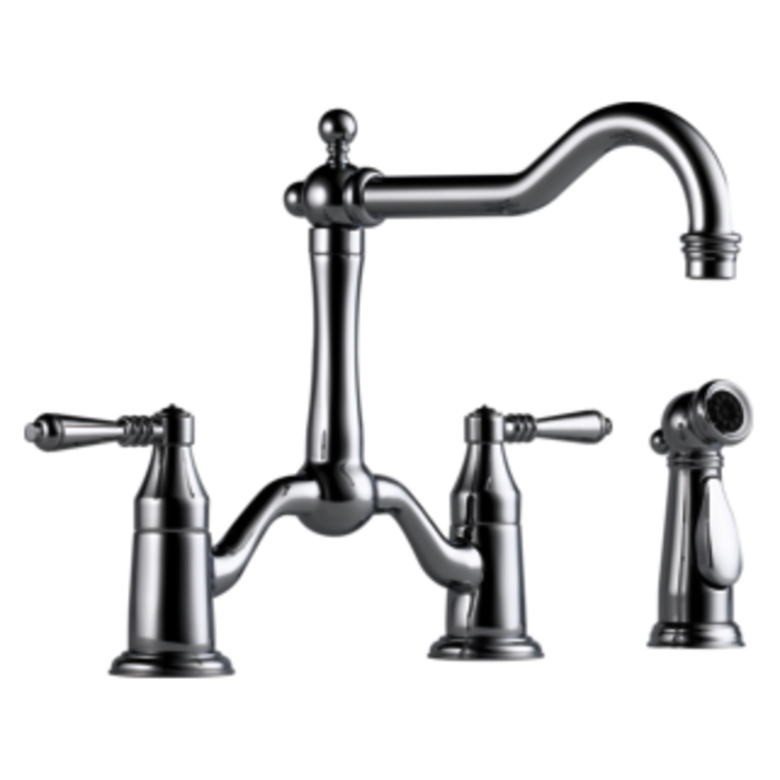 62536Lf-Pc  Tresa Two Handle Bridge Kitchen Faucet With Spray 