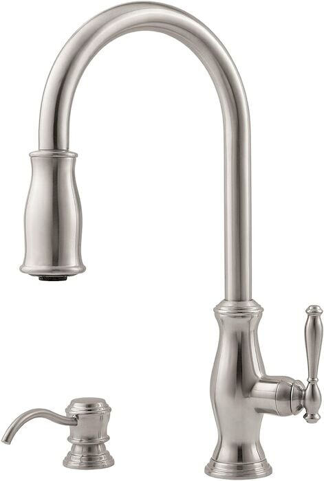 Hanover 1-Handle Pull-Down Kitchen Faucet with Soap Dispenser in Stainless Steel 