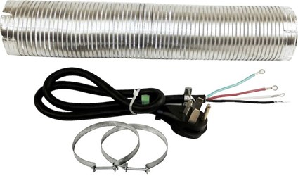 4 Foot 4 Wire Cord Electric Dryer Hook Up Kit With 8 Foot Metal Vent With Slit Cuff Ends &amp; 2 Clamps ,