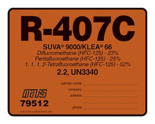 79512 Mars R-407C Refrigerator I.D. Labels 10 Pack ,