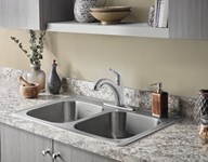 Colony&#174; 33 x 22-Inch Stainless Steel 4-Hole Top Mount Double-Bowl ADA Kitchen Sink ,