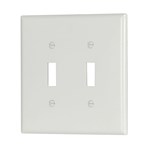 Eaton Wiring 2039W-BOX Wall Plate 2G Toggle Thermoset Mid White 032664443503 ,032664443503