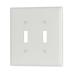 Eaton Wiring 2039W-BOX Wall Plate 2G Toggle Thermoset Mid White 032664443503 ,032664443503