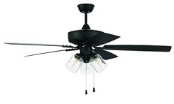 OP104FB5 Craftmade 52&quot; Outdoor Pro Plus Ceiling Fan W/Blades &amp; 3 Lights Clear Glass Led Flat Black ,647881224714