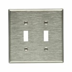 WALLPLATE 2G TOGGLE RECEPTACLE MID SS ,