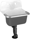 Lakewell™ Wall-Hung Cast Iron Service Sink With 8-inch Faucet Holes and Rim Guard ,