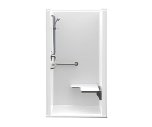 1363Bfsd Aquatic White Acrylx Applied Acrylic Accessible Center Base Unit With Horizontal L-Configured Grab Bar ,