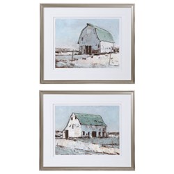 33690  Plein Air Barns Framed Prints Set/2 ,